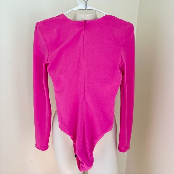 Zara Pink Deep V-Neck Bodysuit - Picture 3 of 4